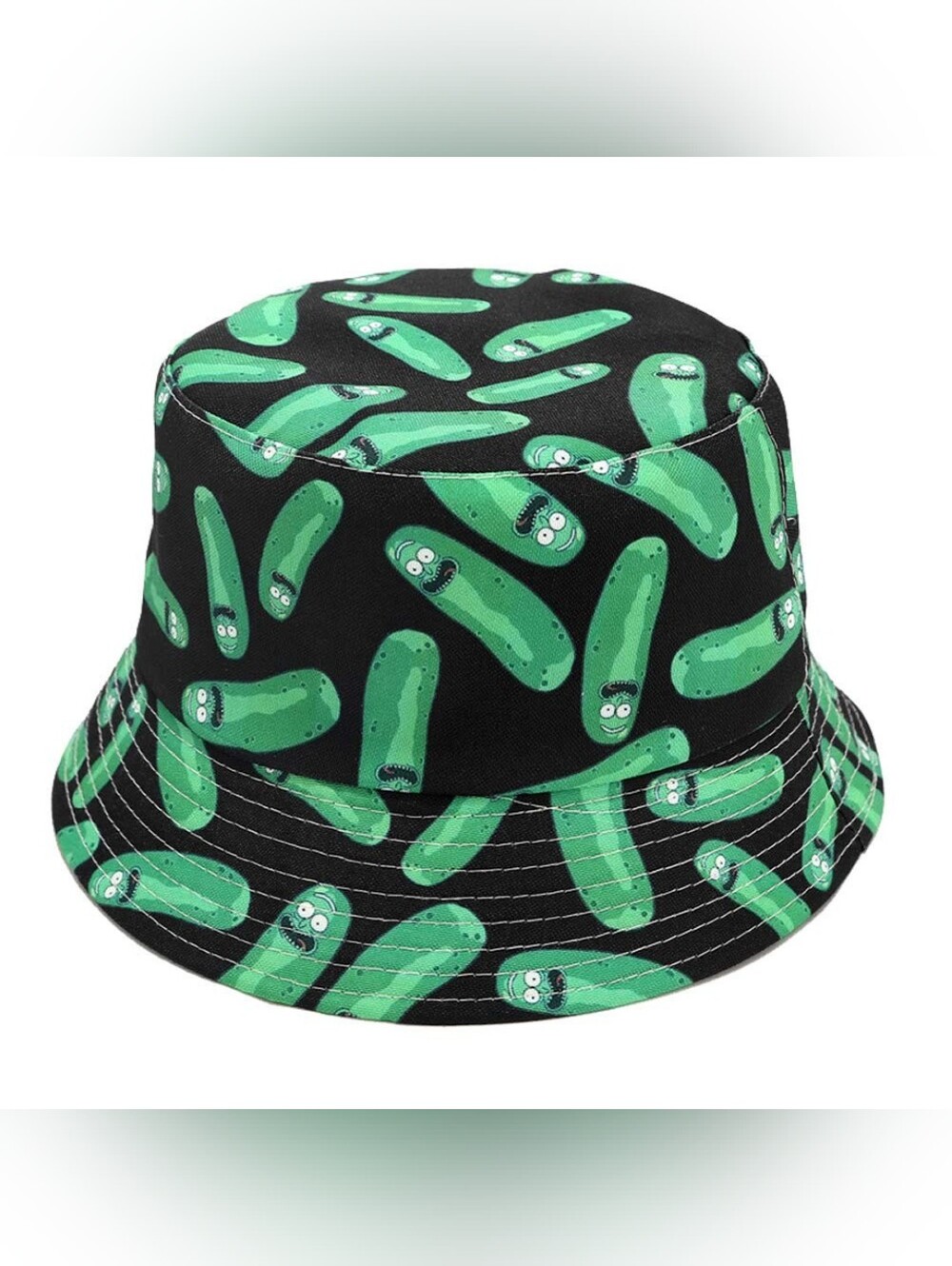 Rick and Morty Reversible Pickle Rick Bucket Hat Black Green